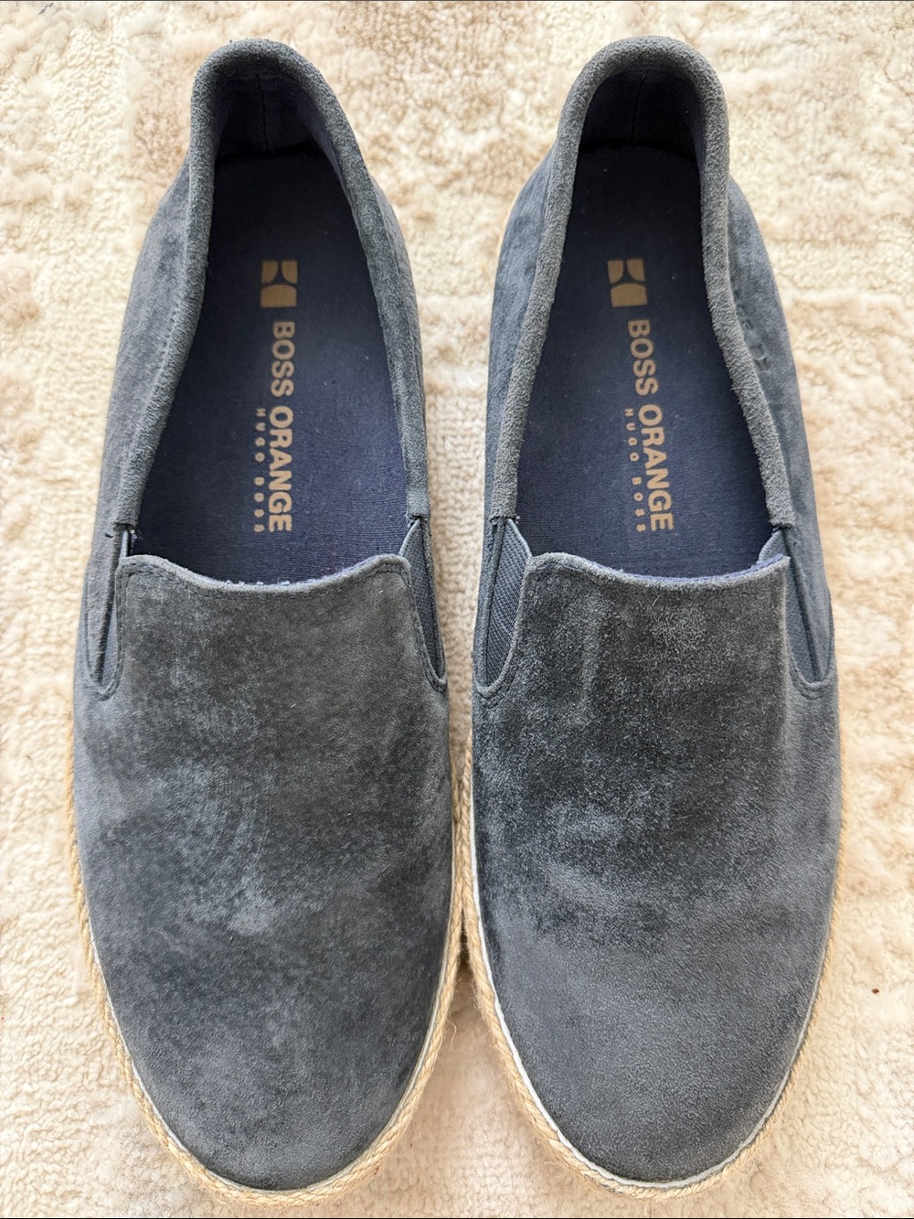 BOSS ORANGE Men's Dark Gray Suede Slip-On Loafers